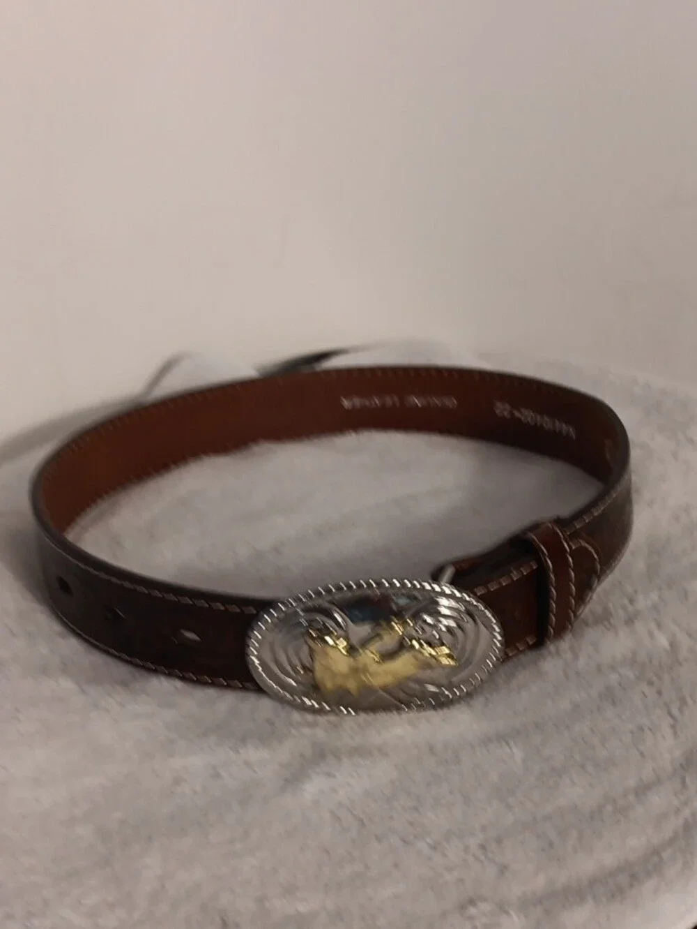 Nocona Brown Kids Leather Belt with Two-Tone Rodeo Buckle